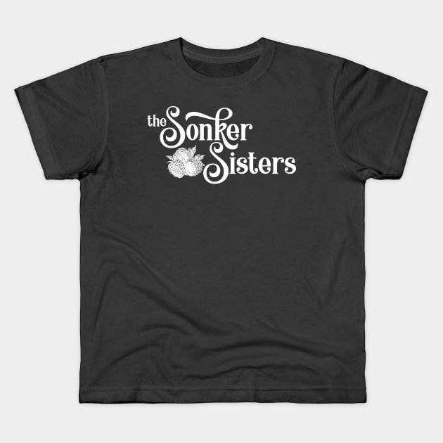 Sonker Sisters Logo White Kids T-Shirt by Sara Howard